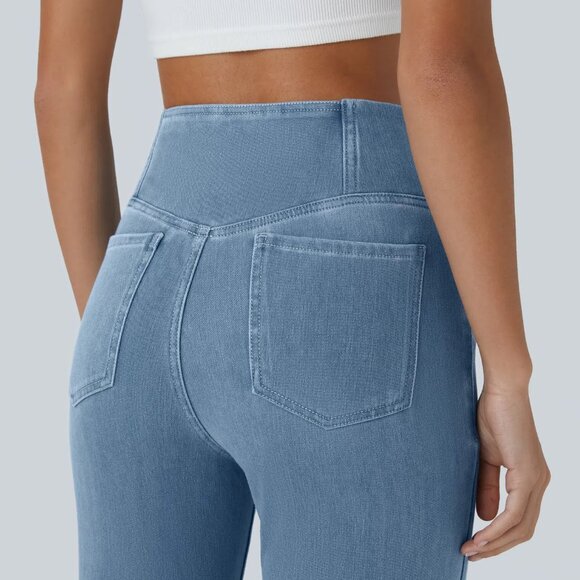 NWT‎ | Halara Flex™ High Waisted Crossover Pocket Washed Stretchy Denim Flare XL - Picture 3 of 6